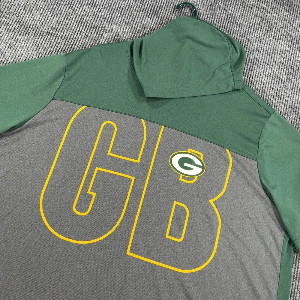 Green Bay Packers Pullover Hooded‎ Shirt Mens 3XL Green Short Sleeve Nike NFL